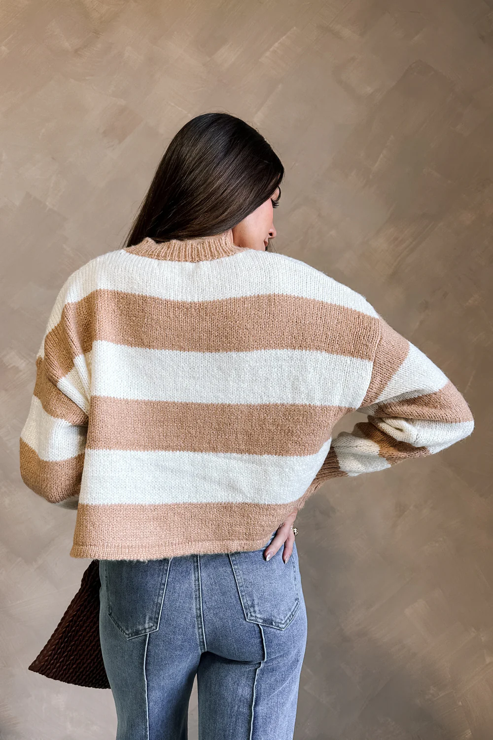 Julissa Camel & Ivory Stripe Sweater - Image 4