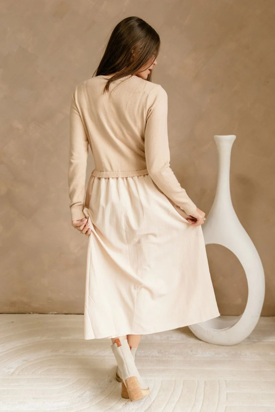 Juliet Natural Cinched Knit Maxi Dress - Image 3