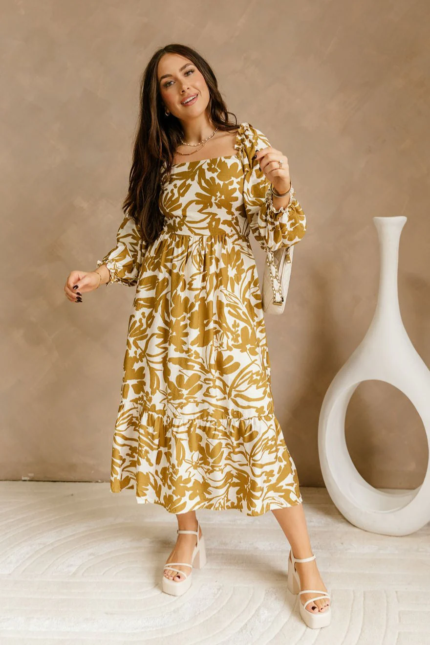 Dahlia Cream & Mustard Floral Maxi Dress - Image 4