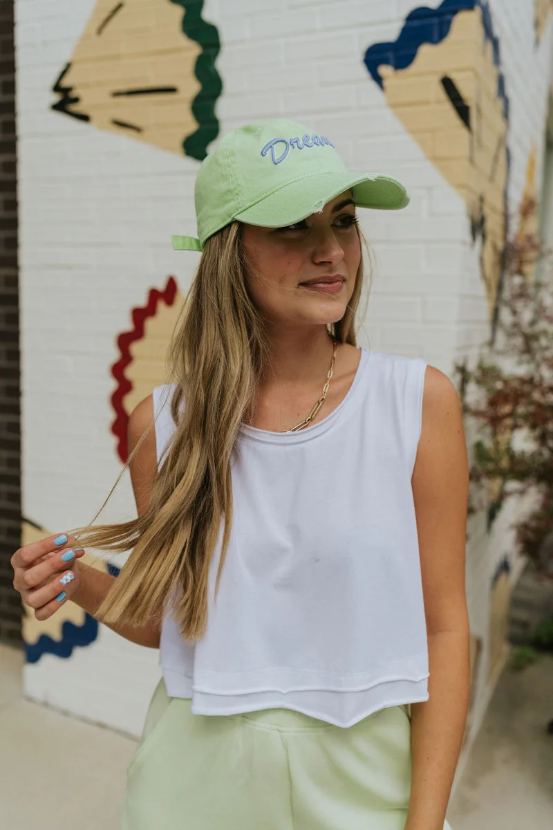 City Life Cropped Tank In White - Image 3