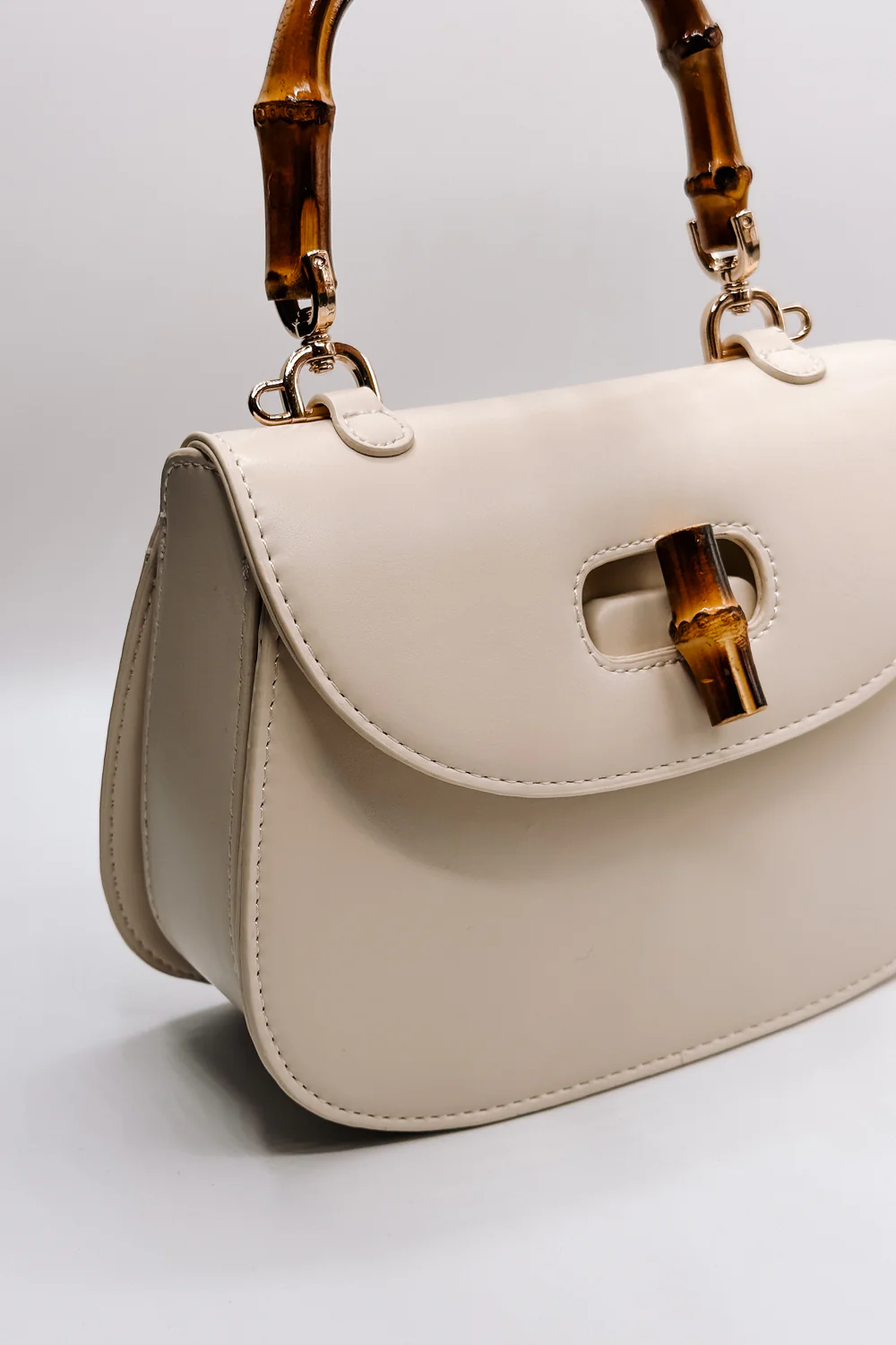 Allison Ivory Wooden Bamboo Strap Purse