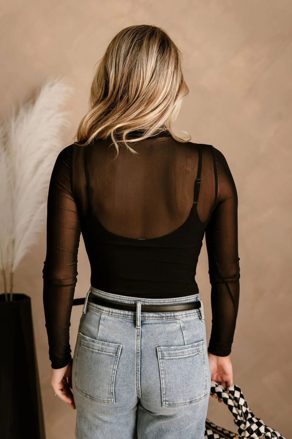 Laurel Black Mesh Long Sleeve Bodysuit - Image 8