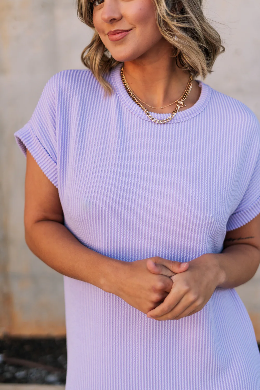 Luna Lavender Ribbed Midi Dress - Image 2