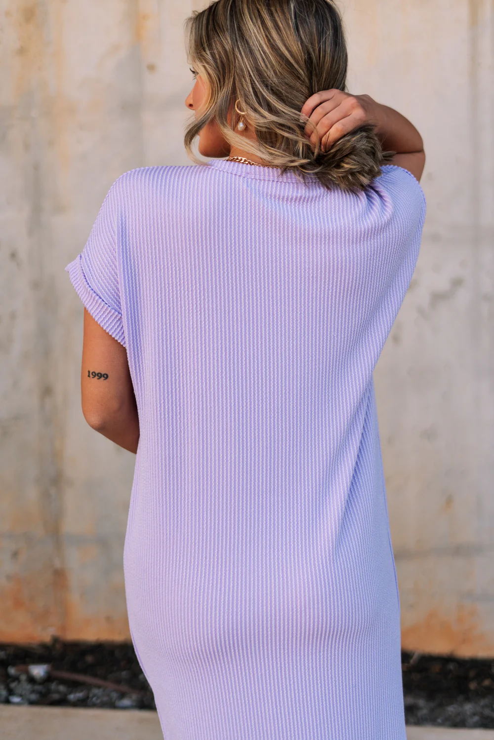 Luna Lavender Ribbed Midi Dress - Image 5