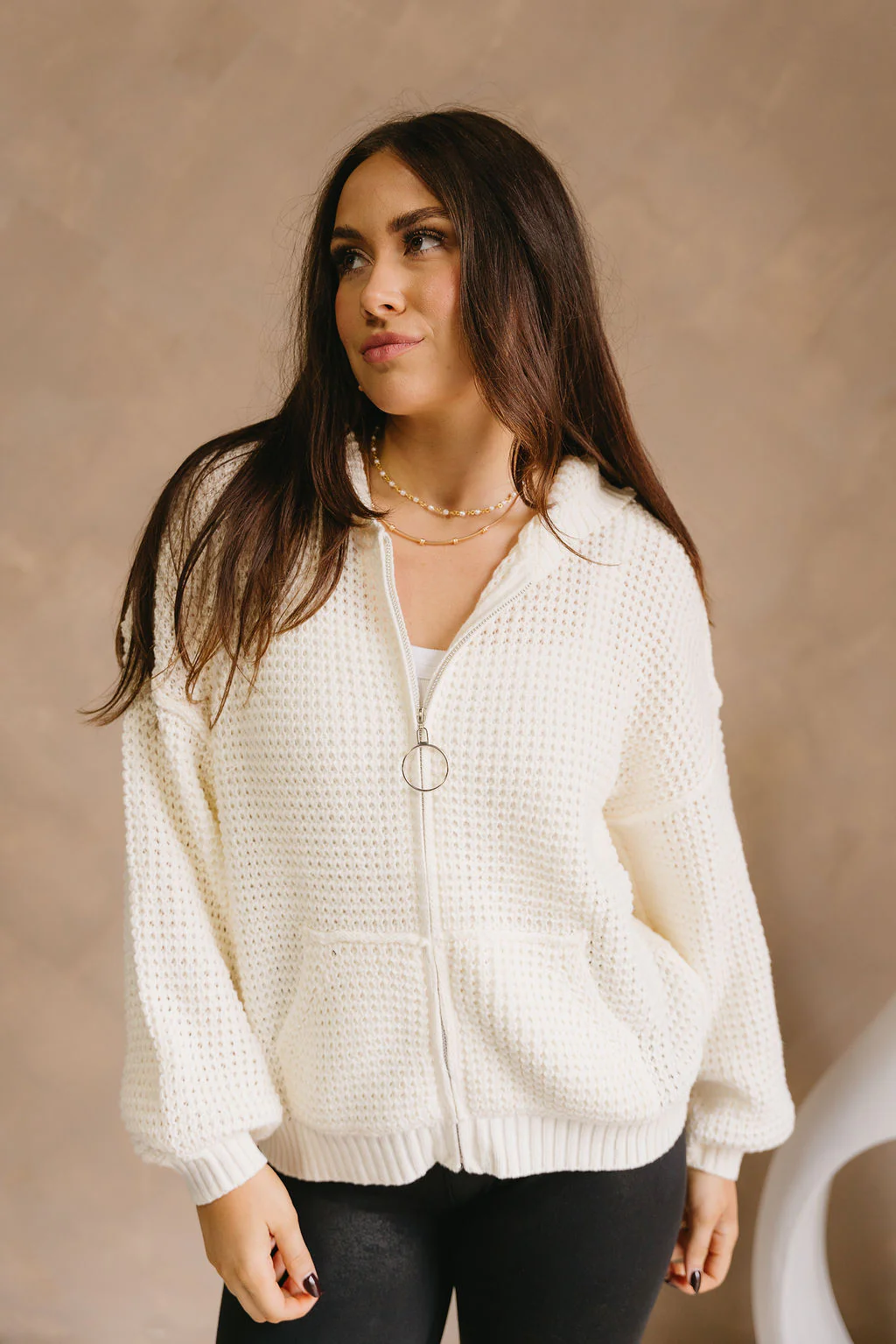 Selah Zip-Up Long Sleeve Knit Sweater - Image 2