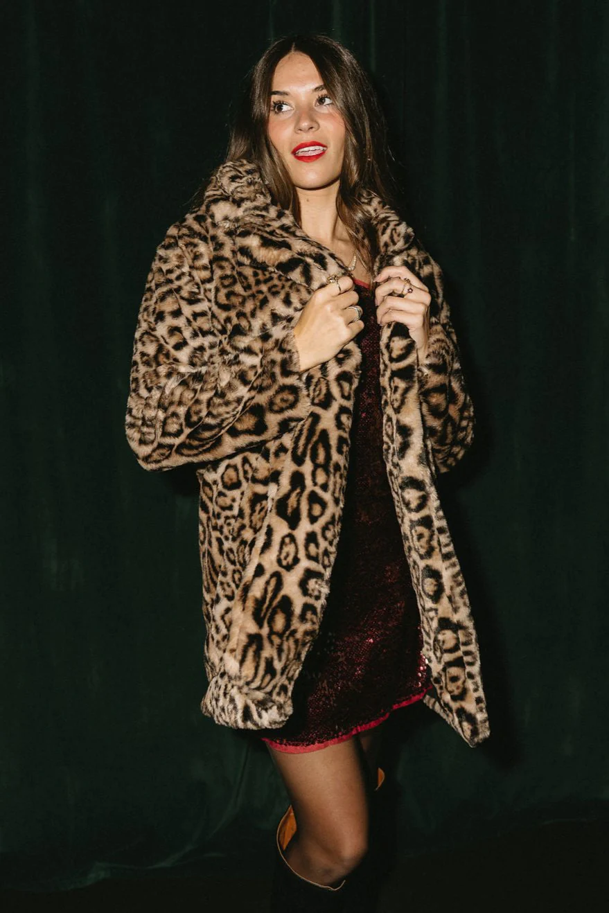 Jessie Leopard Faux Fur Coat