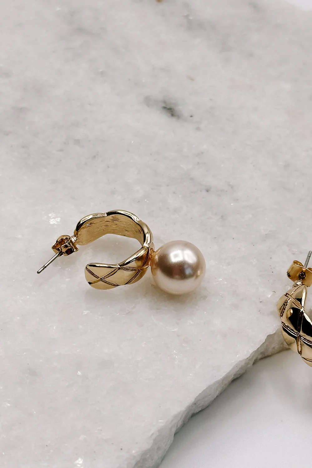 Skylar Pearl & Gold Hoop Dangle Earring - Image 2