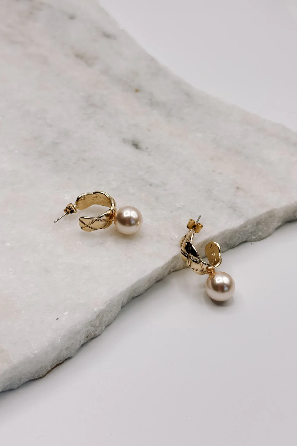 Skylar Pearl & Gold Hoop Dangle Earring - Image 3
