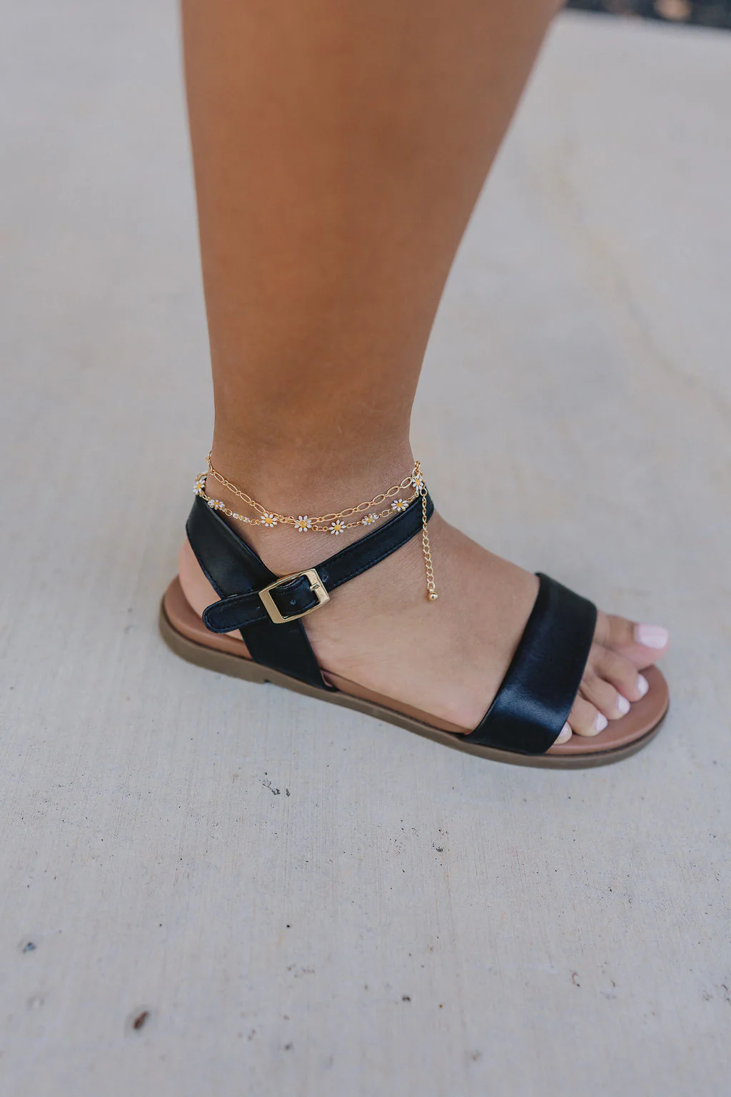 Leila Daisy & Chain Double Anklet