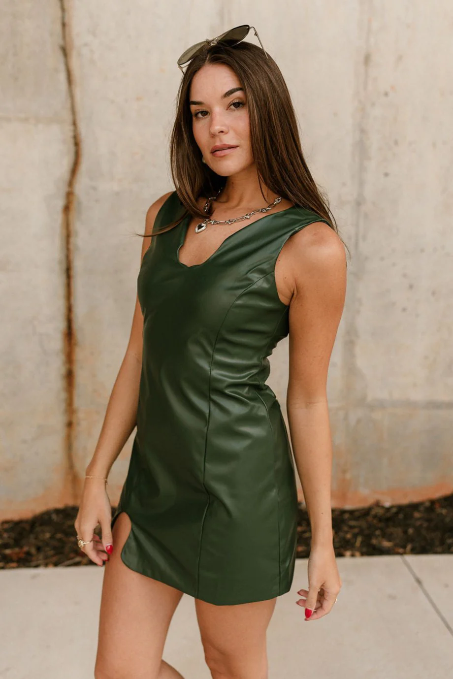 Valerie Faux Leather Slit Mini Dress - Image 12