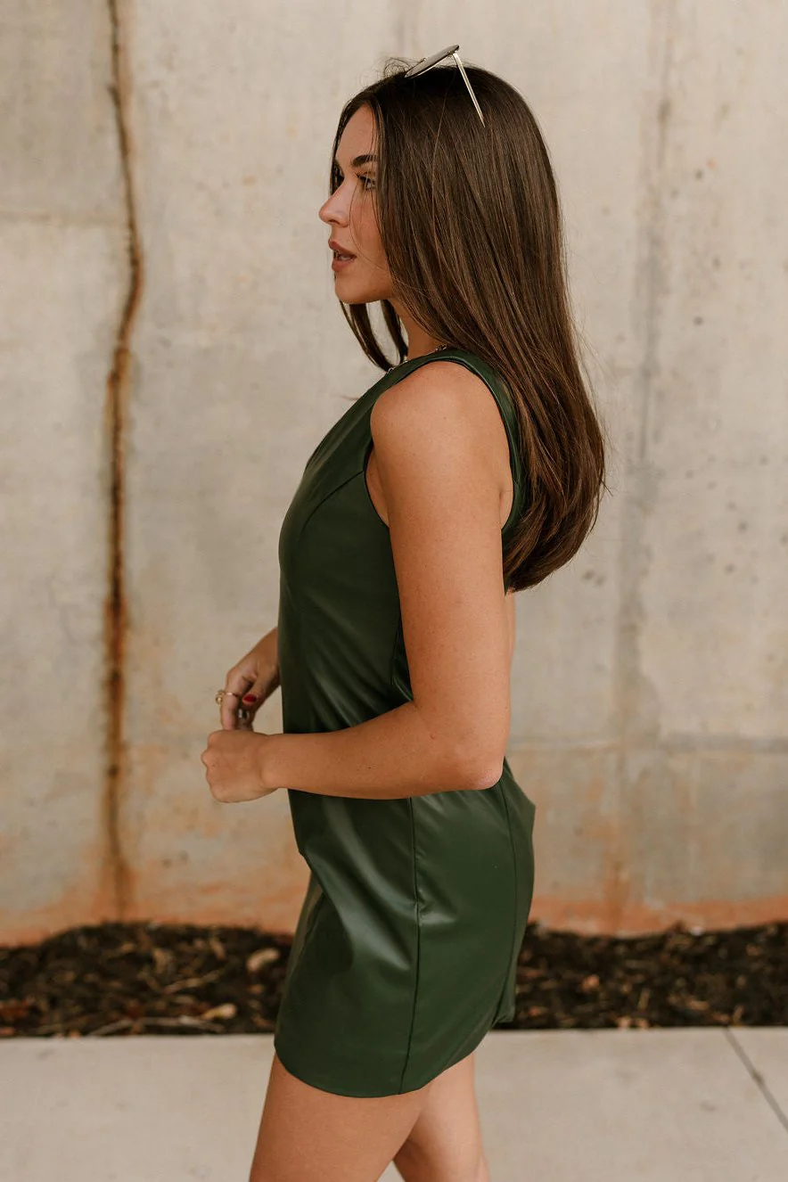 Valerie Faux Leather Slit Mini Dress - Image 13