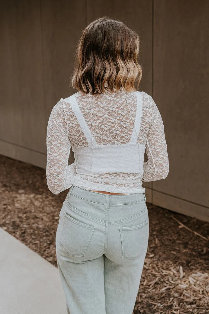 Abby White Lace Long Sleeve Top - Image 5