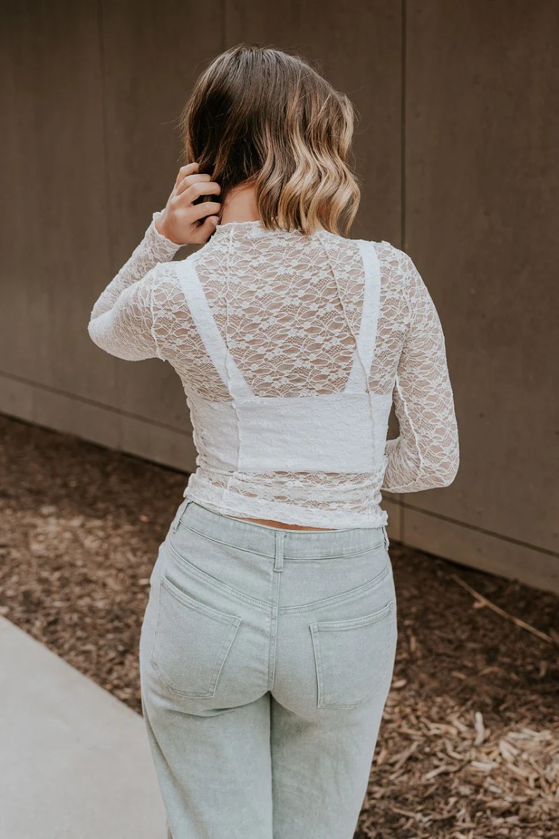 Abby White Lace Long Sleeve Top - Image 6