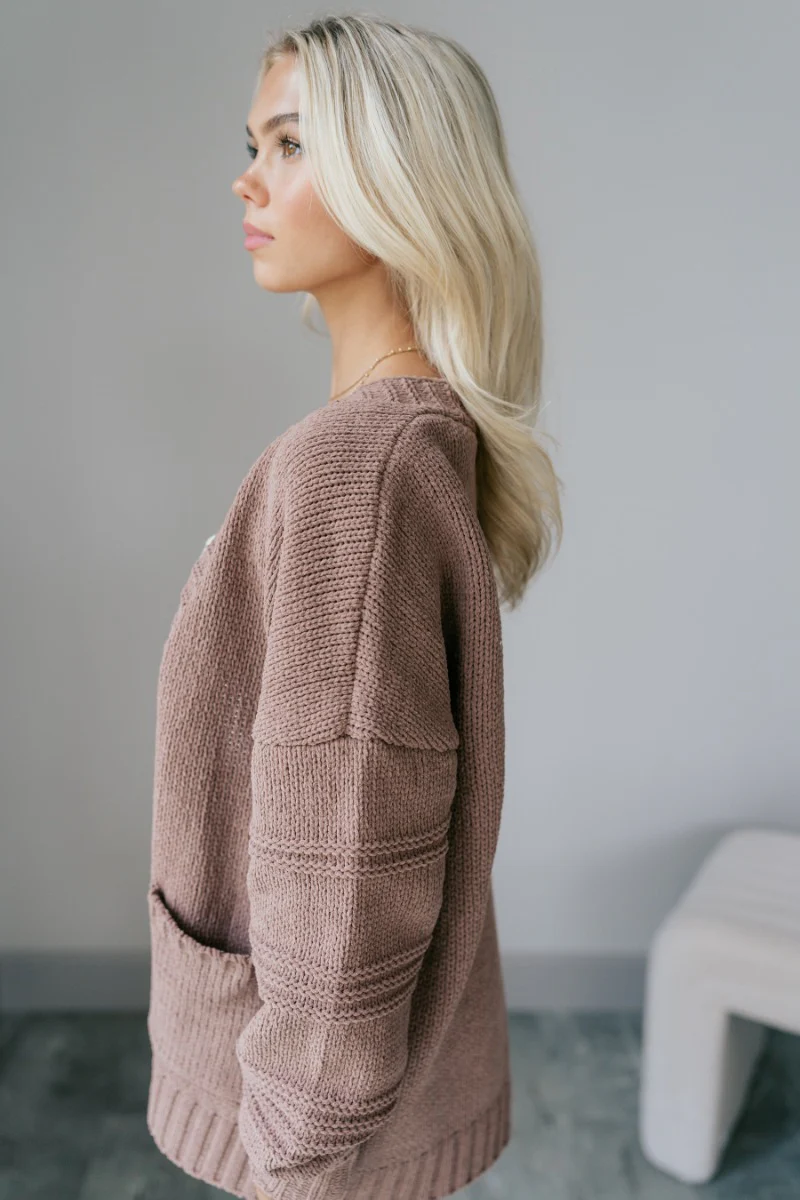 Adaline Mocha Open Front Cardigan - Image 5