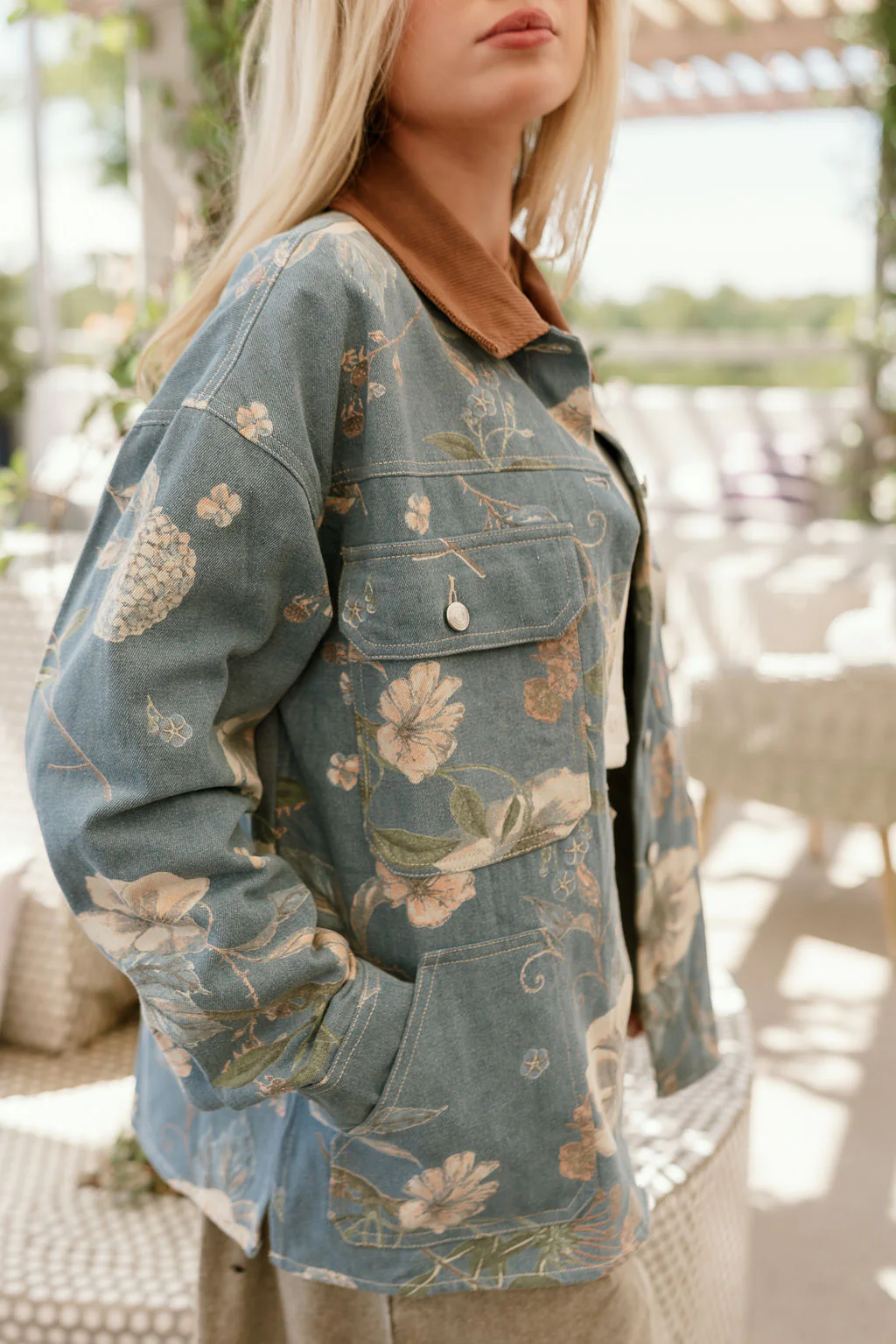 Adalyn Light Denim & Floral Barn Jacket - Image 8