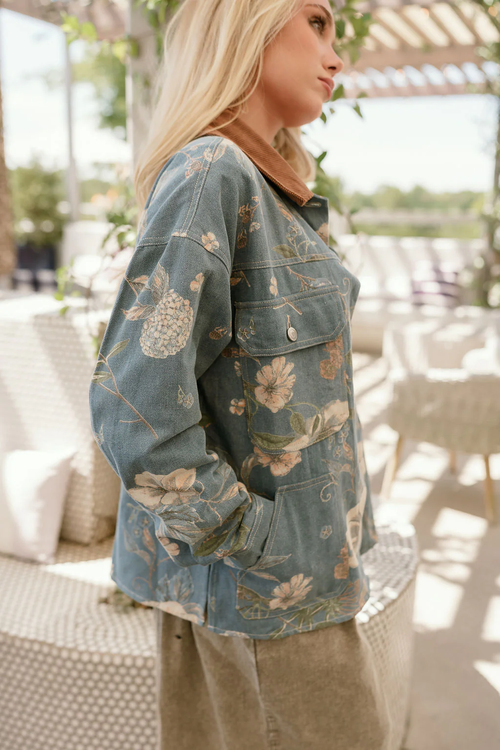 Adalyn Light Denim & Floral Barn Jacket - Image 9