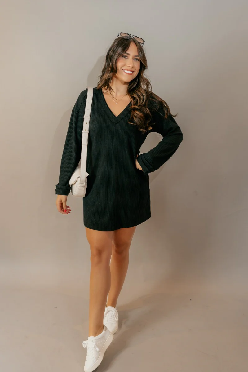 Adalynn Black Textured Knit Mini Dress - Image 2