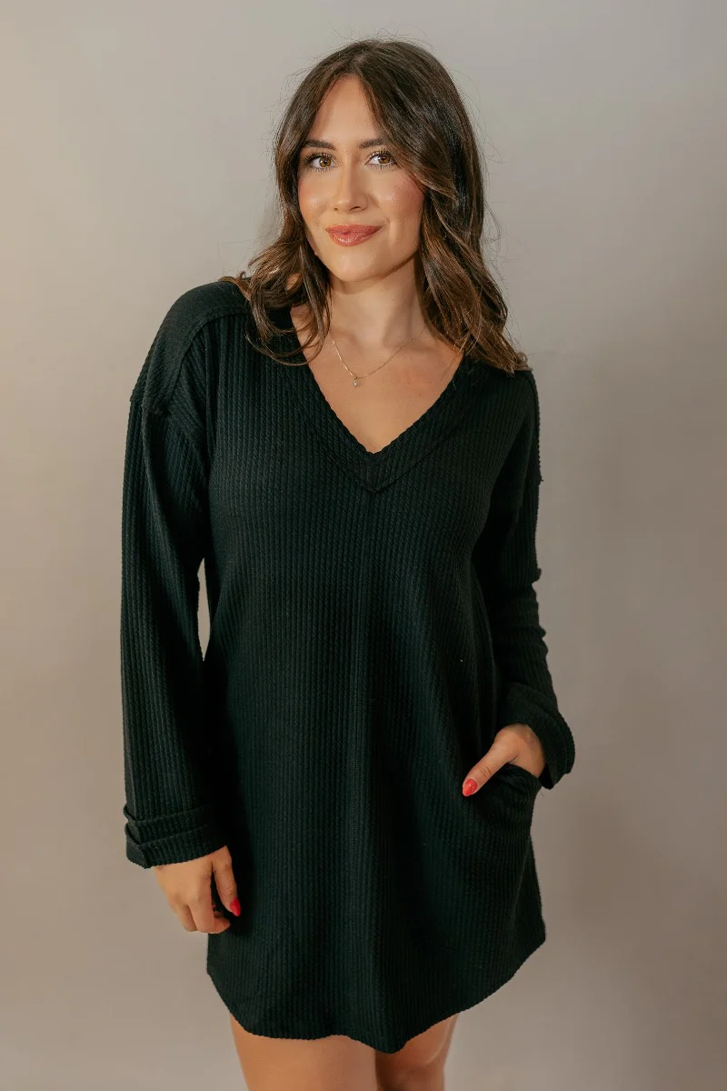 Adalynn Black Textured Knit Mini Dress - Image 4