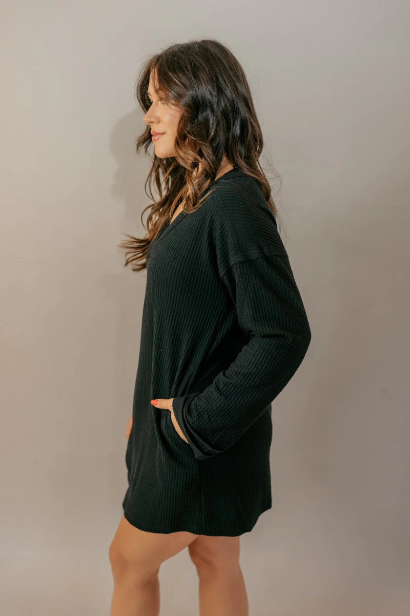 Adalynn Black Textured Knit Mini Dress - Image 6