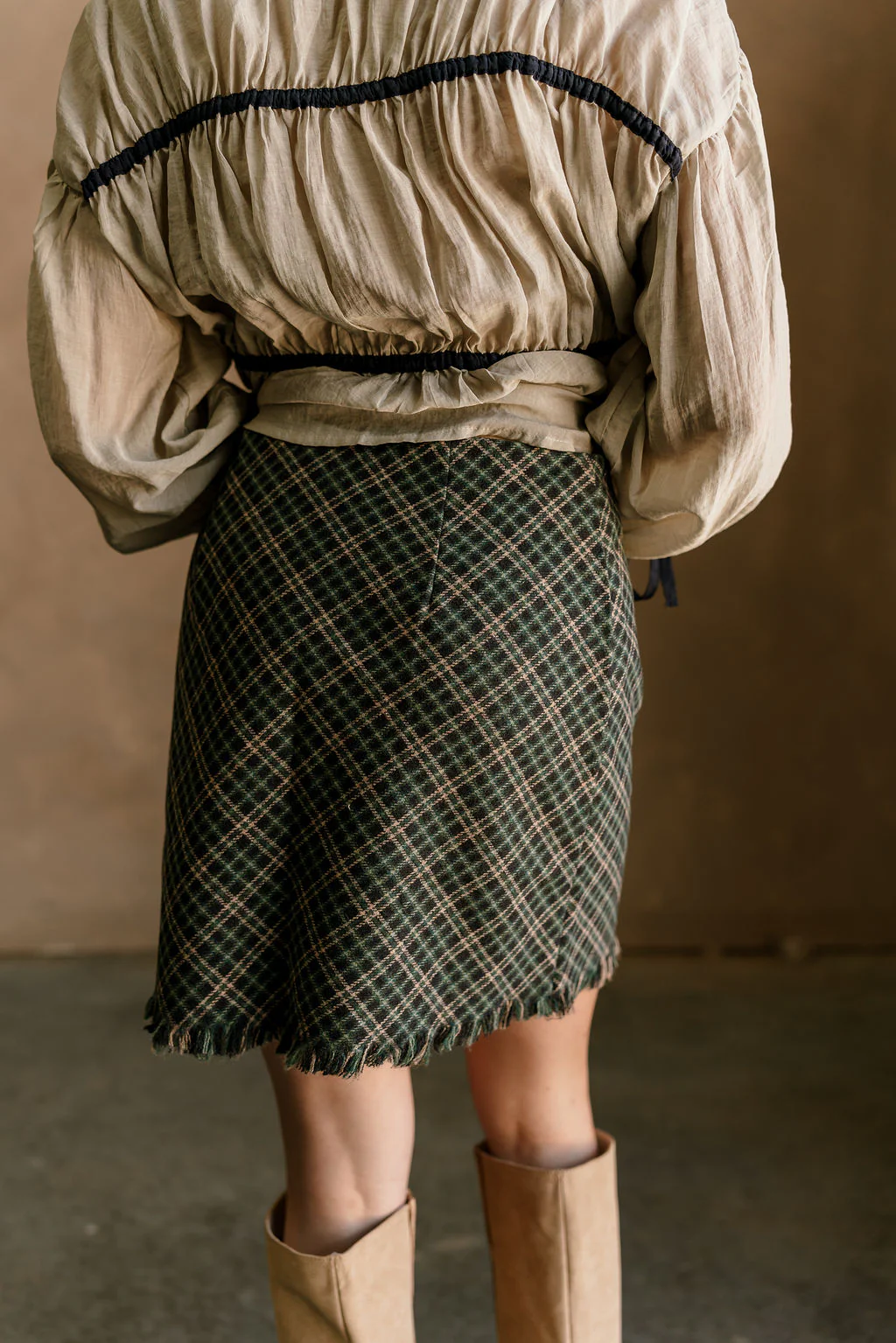 Addison Navy Multi Plaid Fray Skirt - Image 4