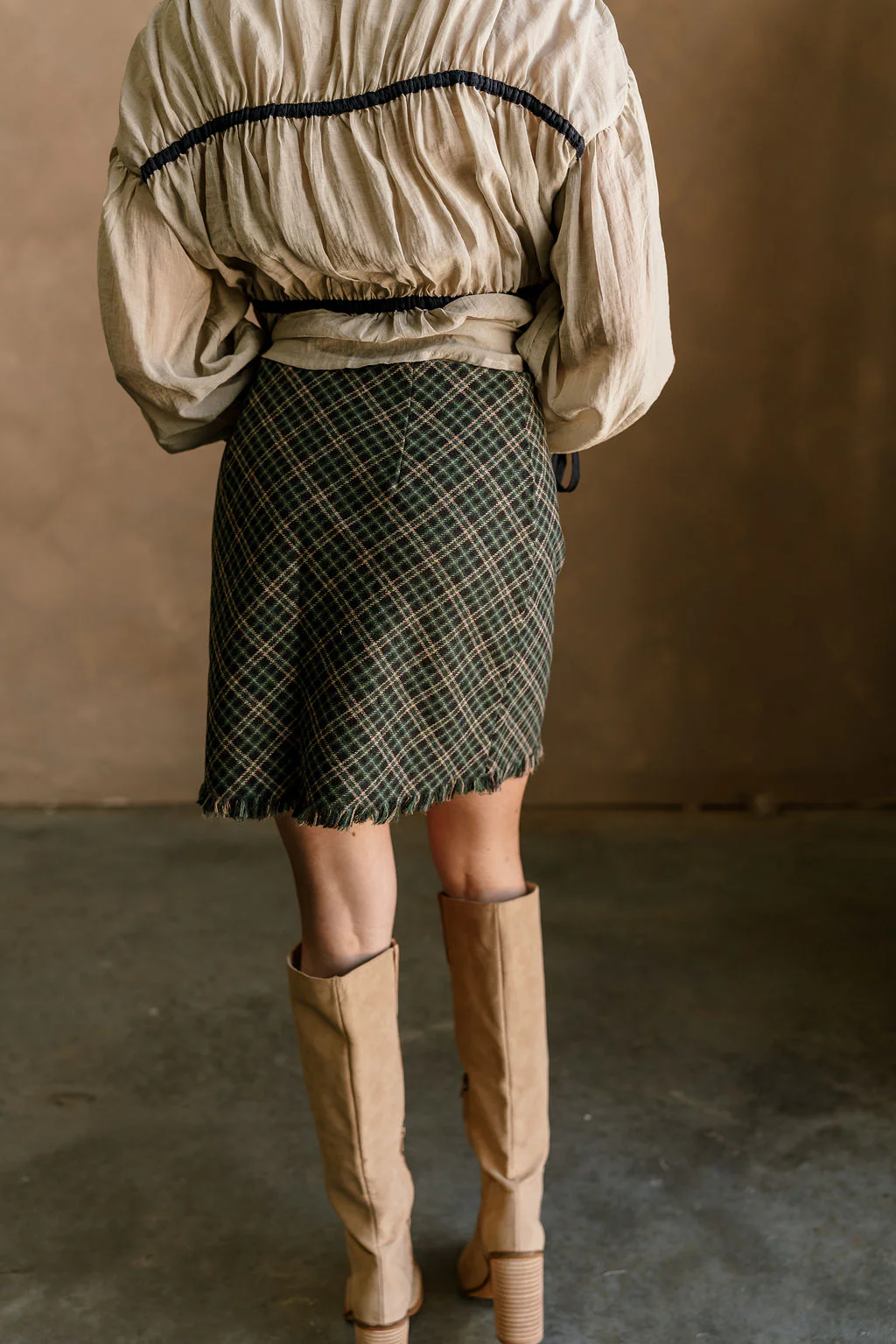 Addison Navy Multi Plaid Fray Skirt - Image 5