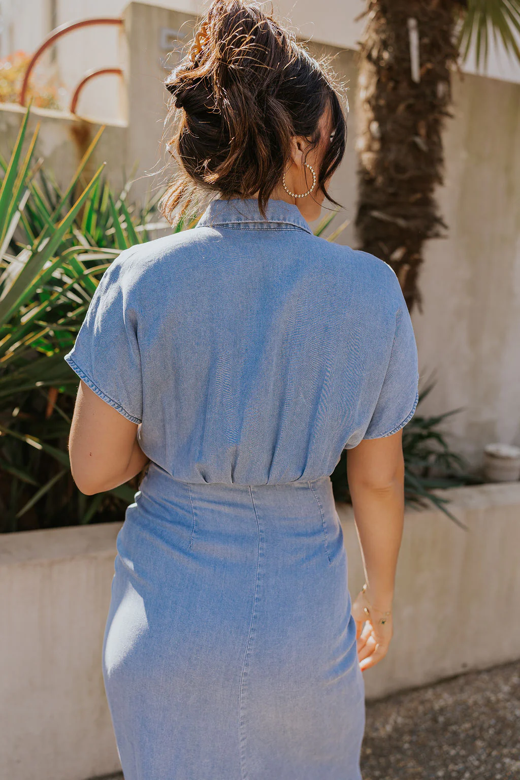 Addison Washed Denim Front Tie Midi Dress - Image 6