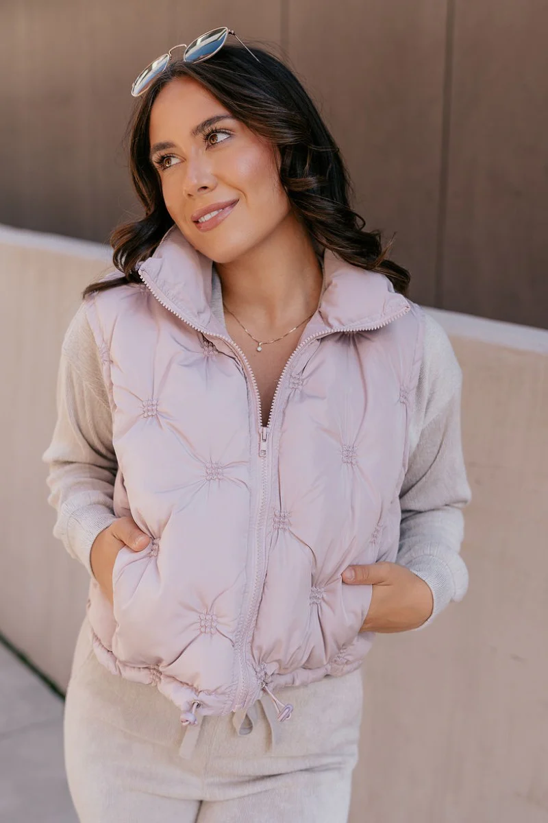 Adelaide Light Rose Puffer Vest