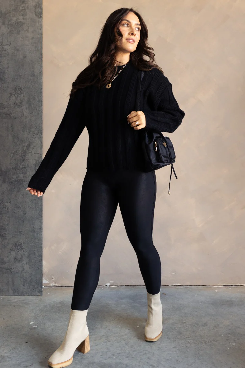 Adeline Black Knit Long Sleeve Sweater - Image 2