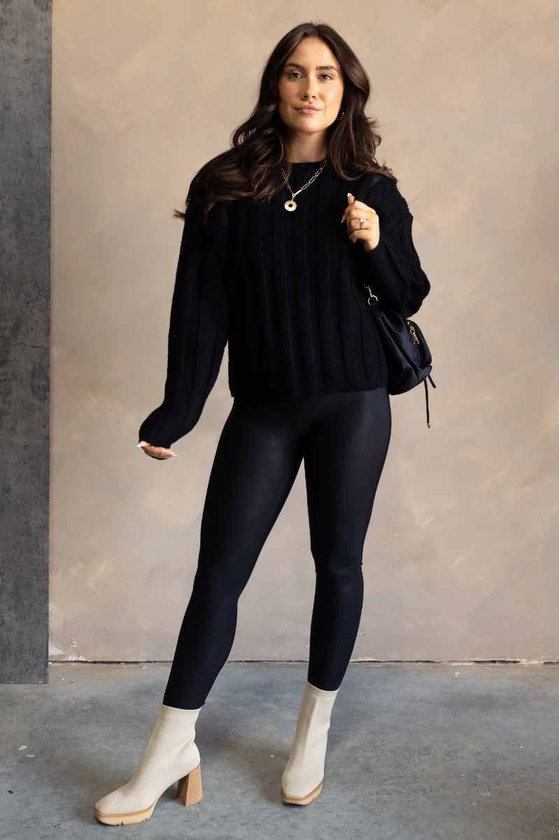Adeline Black Knit Long Sleeve Sweater - Image 3