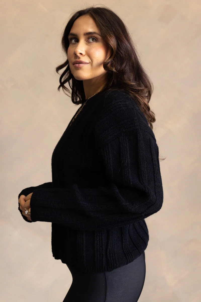 Adeline Black Knit Long Sleeve Sweater - Image 4