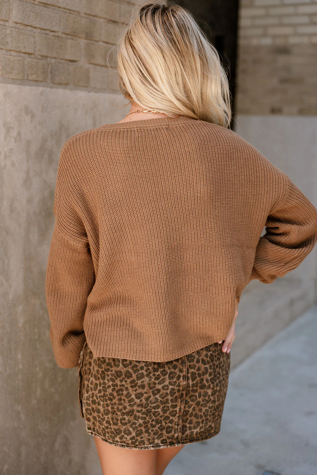 Adeline Brown Knit Chest Pocket Sweater - Image 4