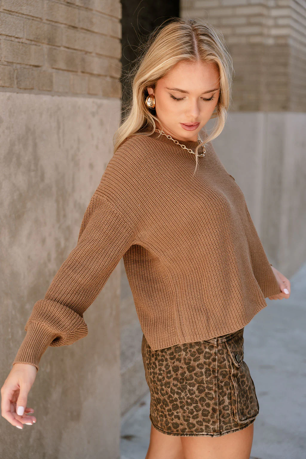 Adeline Brown Knit Chest Pocket Sweater - Image 7