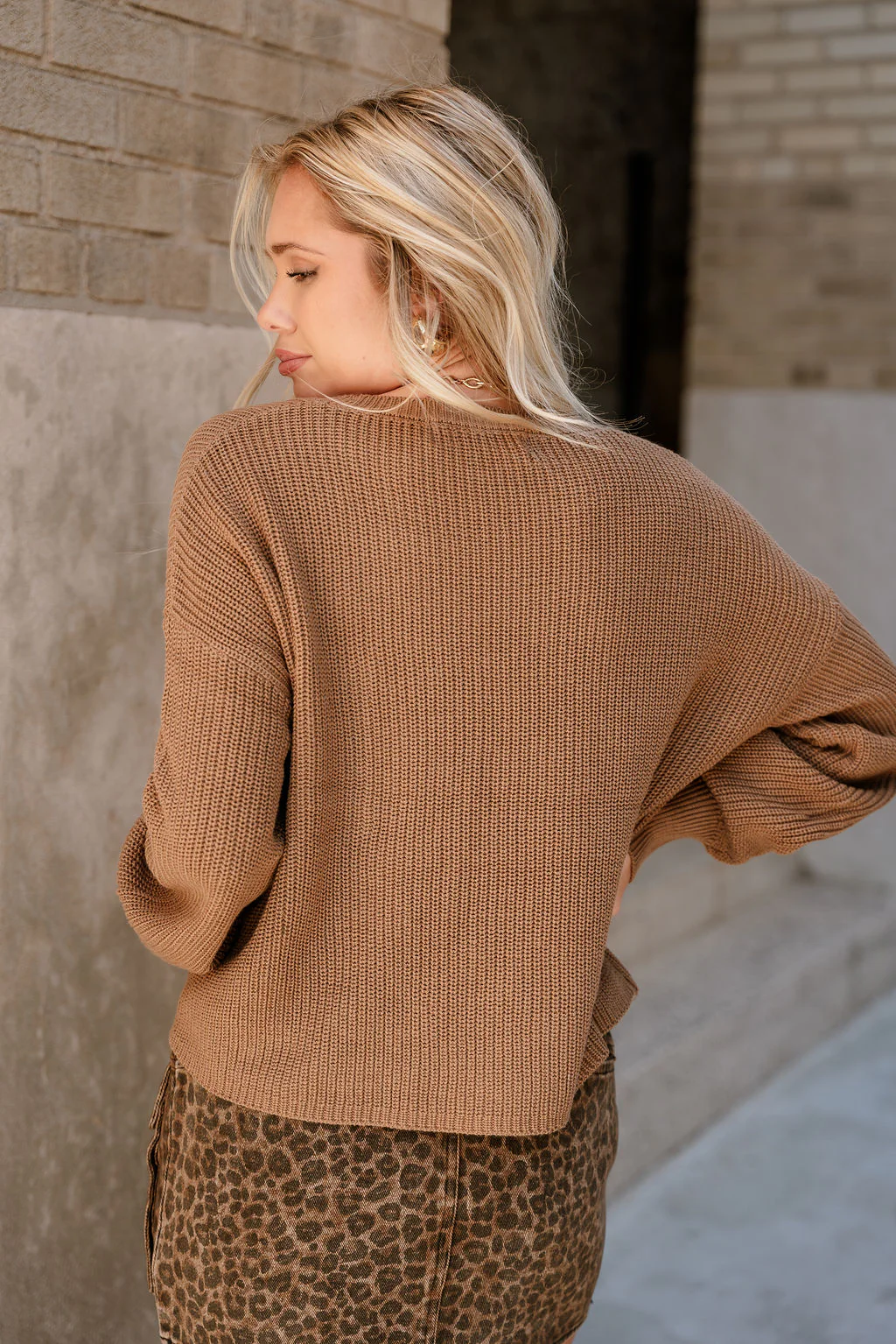 Adeline Brown Knit Chest Pocket Sweater - Image 8