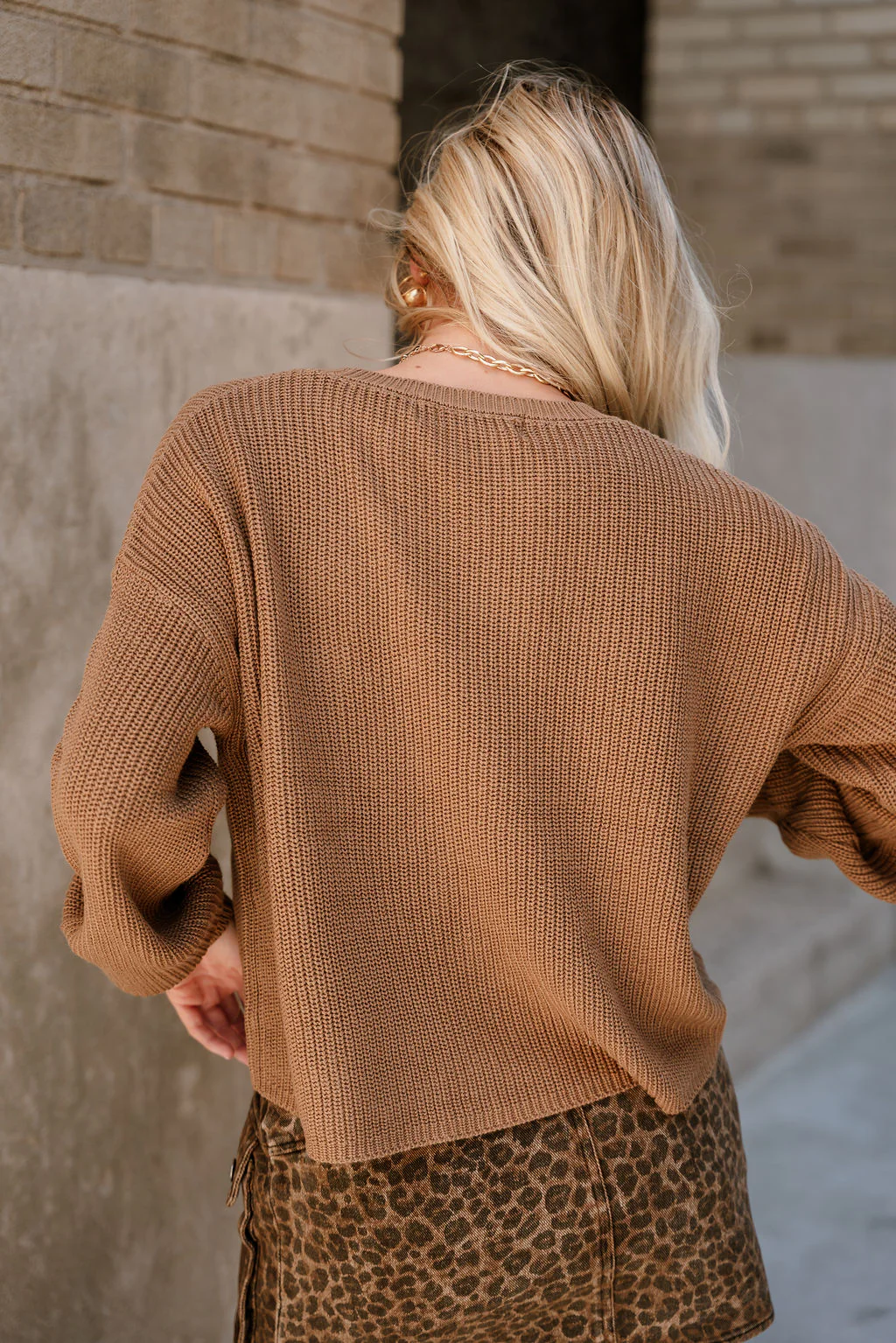 Adeline Brown Knit Chest Pocket Sweater - Image 9