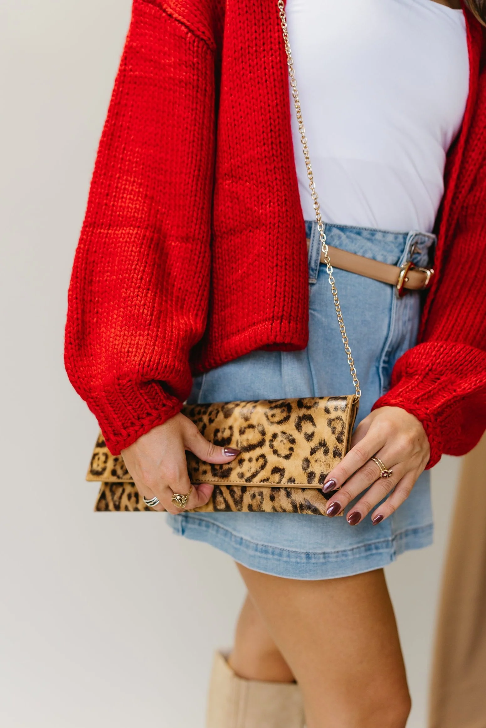 Adelle Leopard Adjustable Chain Purse