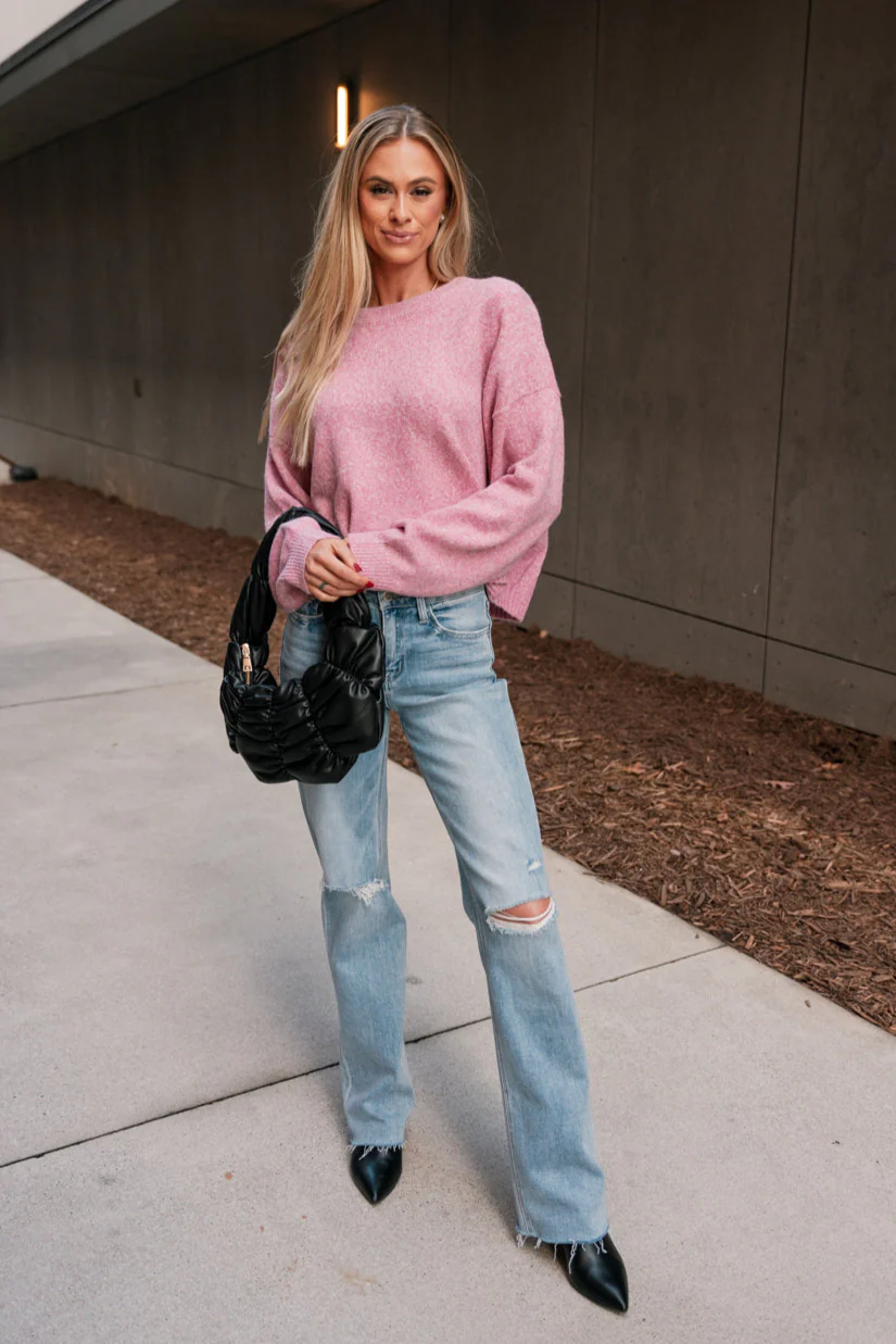 Adelyn Hot Pink Knit Sweater - Image 2