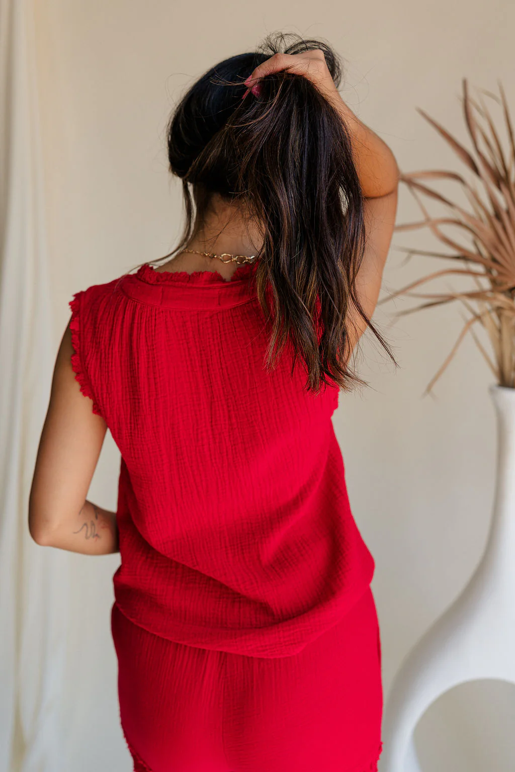 Adriana Gauze Fray Sleeveless Tank - Image 11