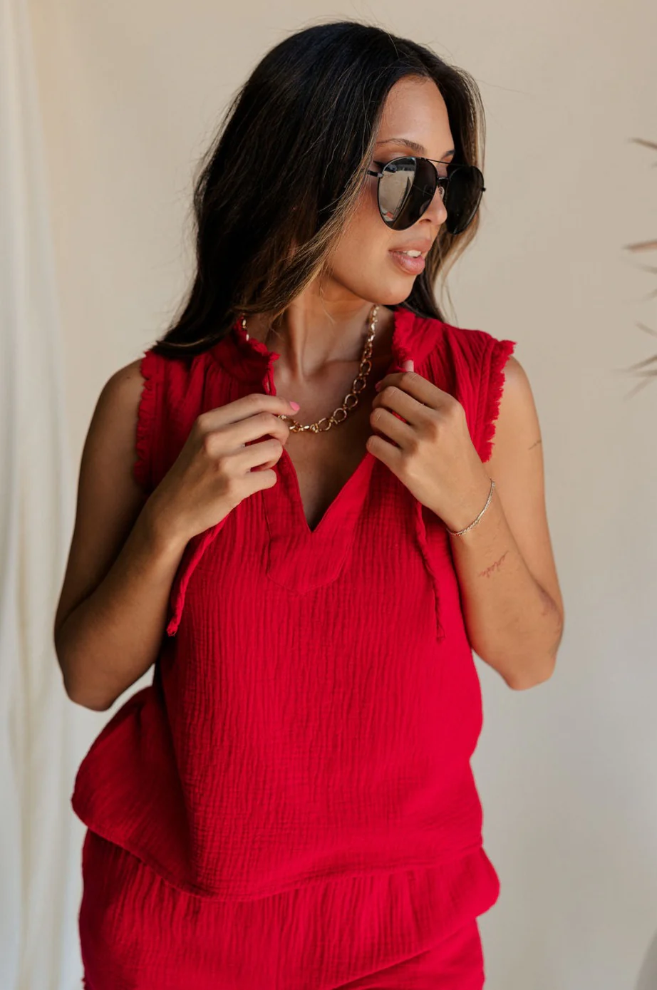 Adriana Gauze Fray Sleeveless Tank - Image 9