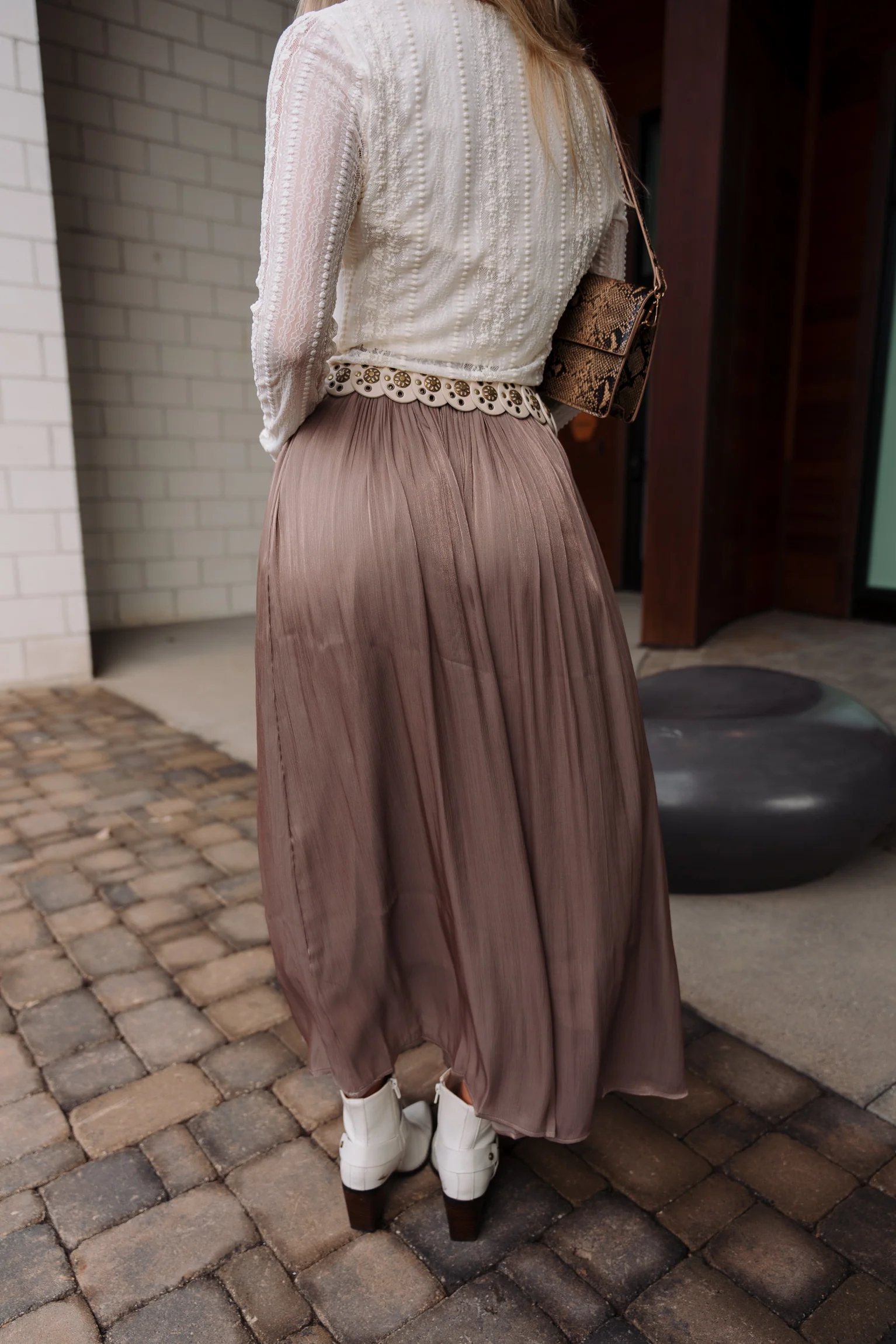 Adriana Mocha Sheen Midi Skirt - Image 6