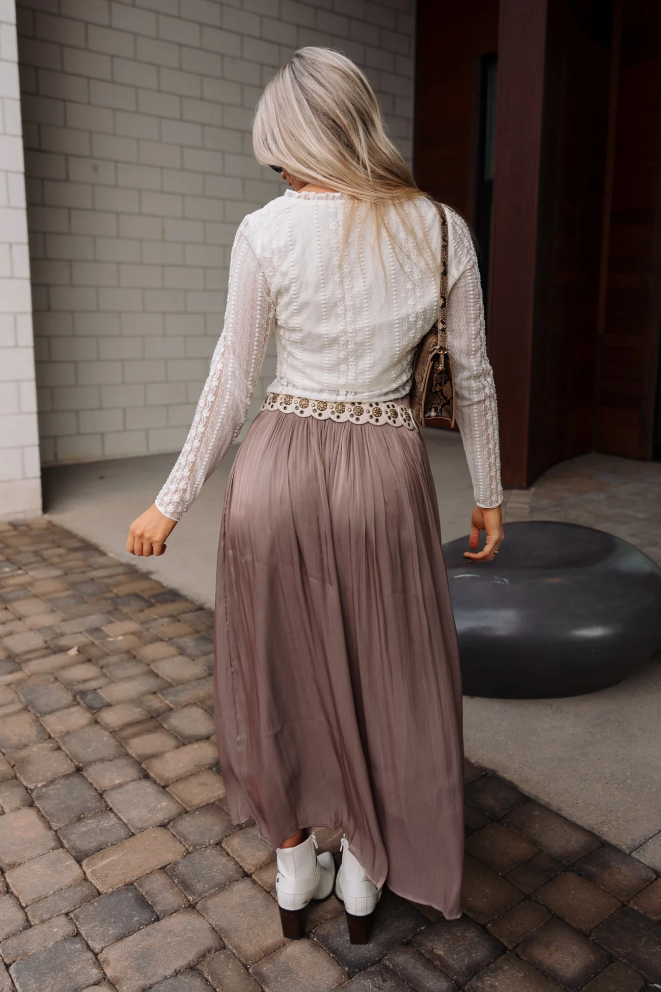 Adriana Mocha Sheen Midi Skirt - Image 7