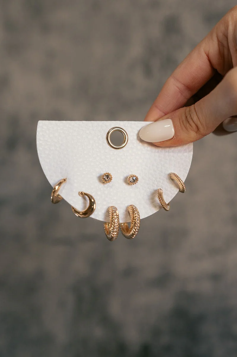 Aine Gold Hoops & Stud Earring Set