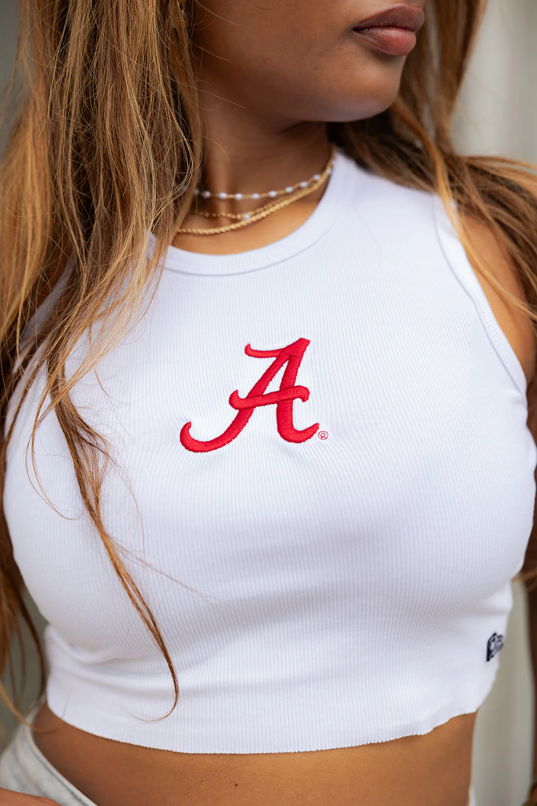 Alabama "A" Crimson & White Cropped Tank - Image 2