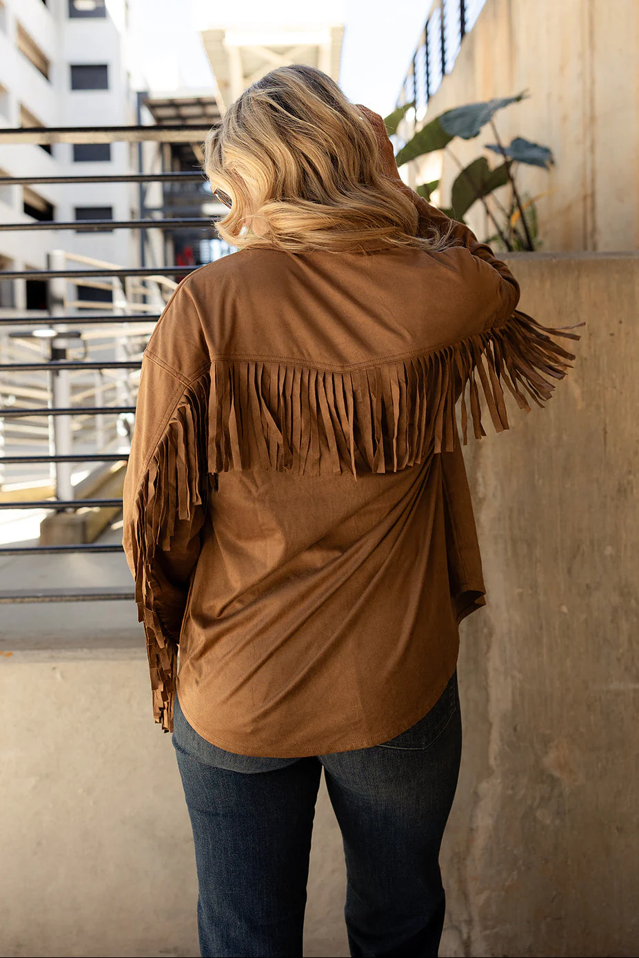 Alaina Brown Suede Fringe Jacket - Image 4