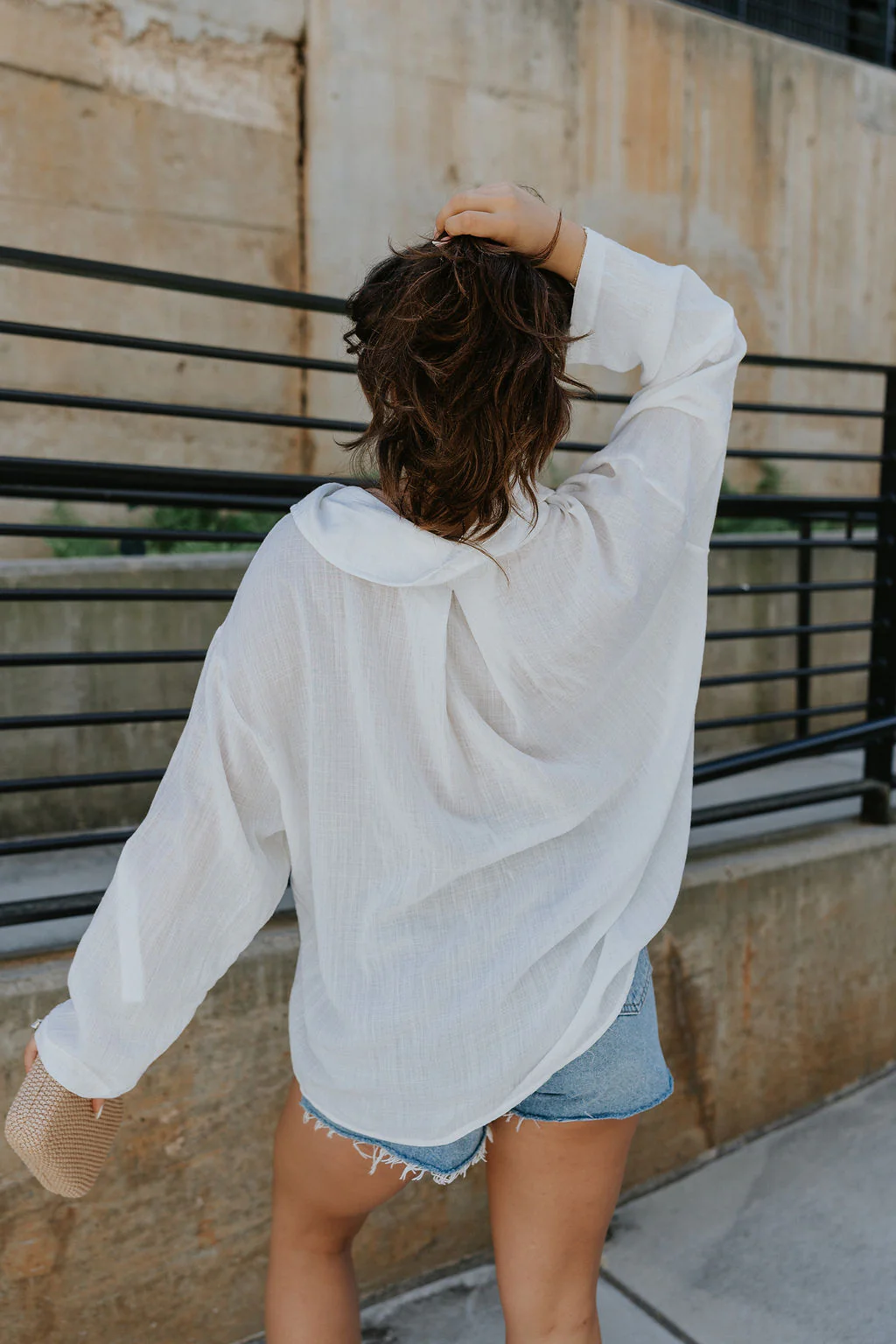 Alaina White Front Button-Up Long Sleeve Top - Image 5