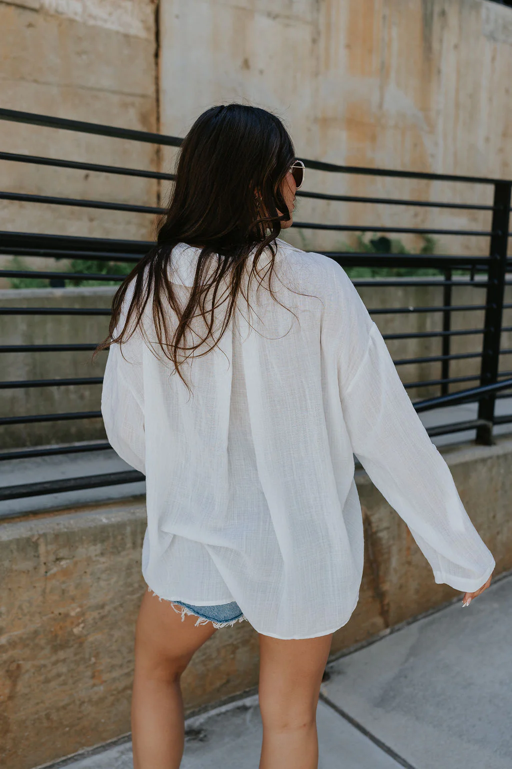 Alaina White Front Button-Up Long Sleeve Top - Image 7