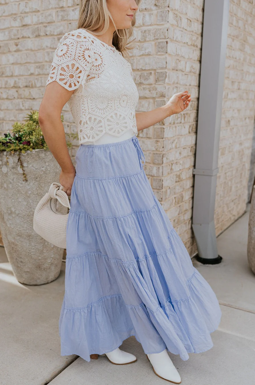 Alana Periwinkle Tiered Maxi Skirt - Image 8