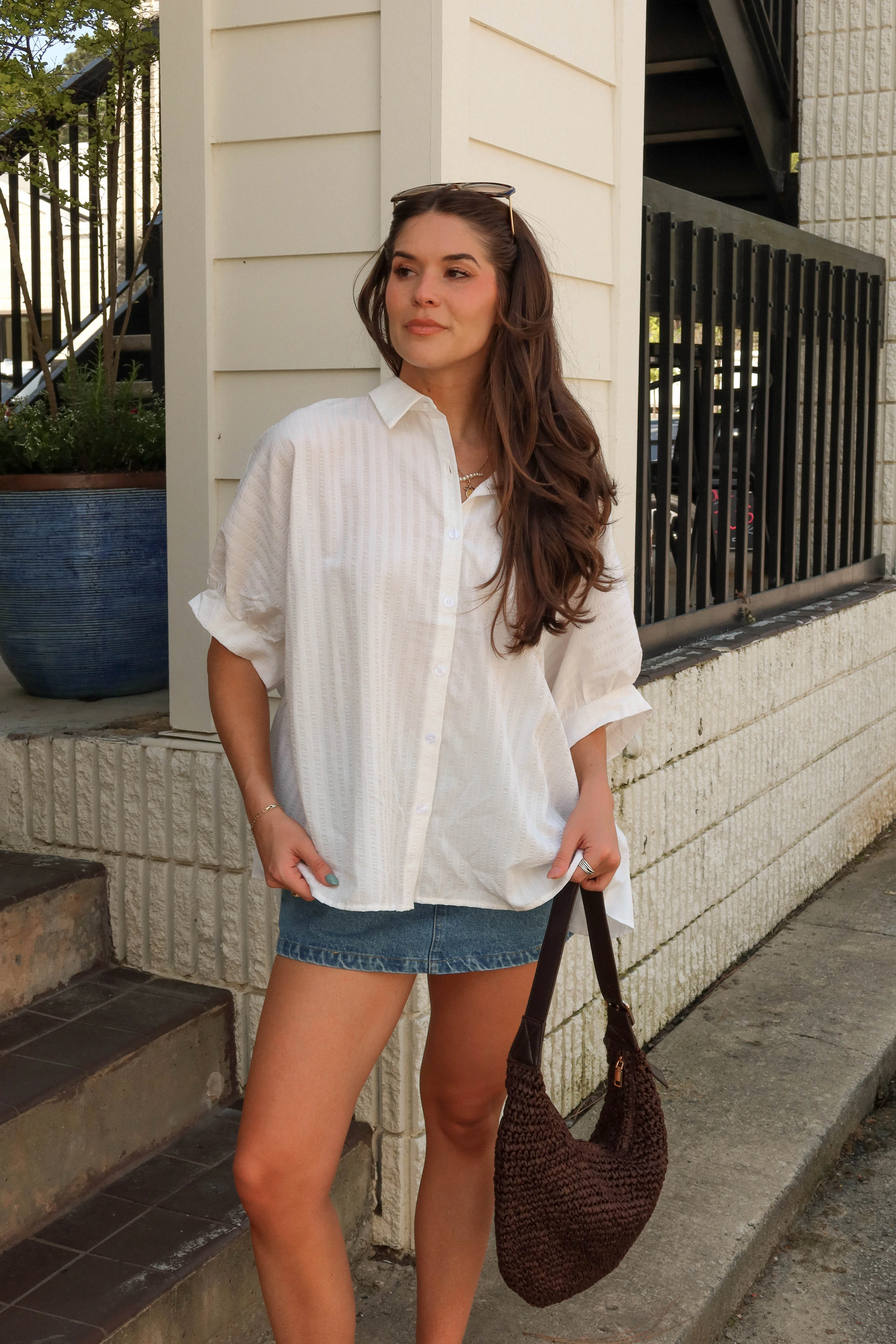 Alanna White Stripe Button-Up Top - Image 5