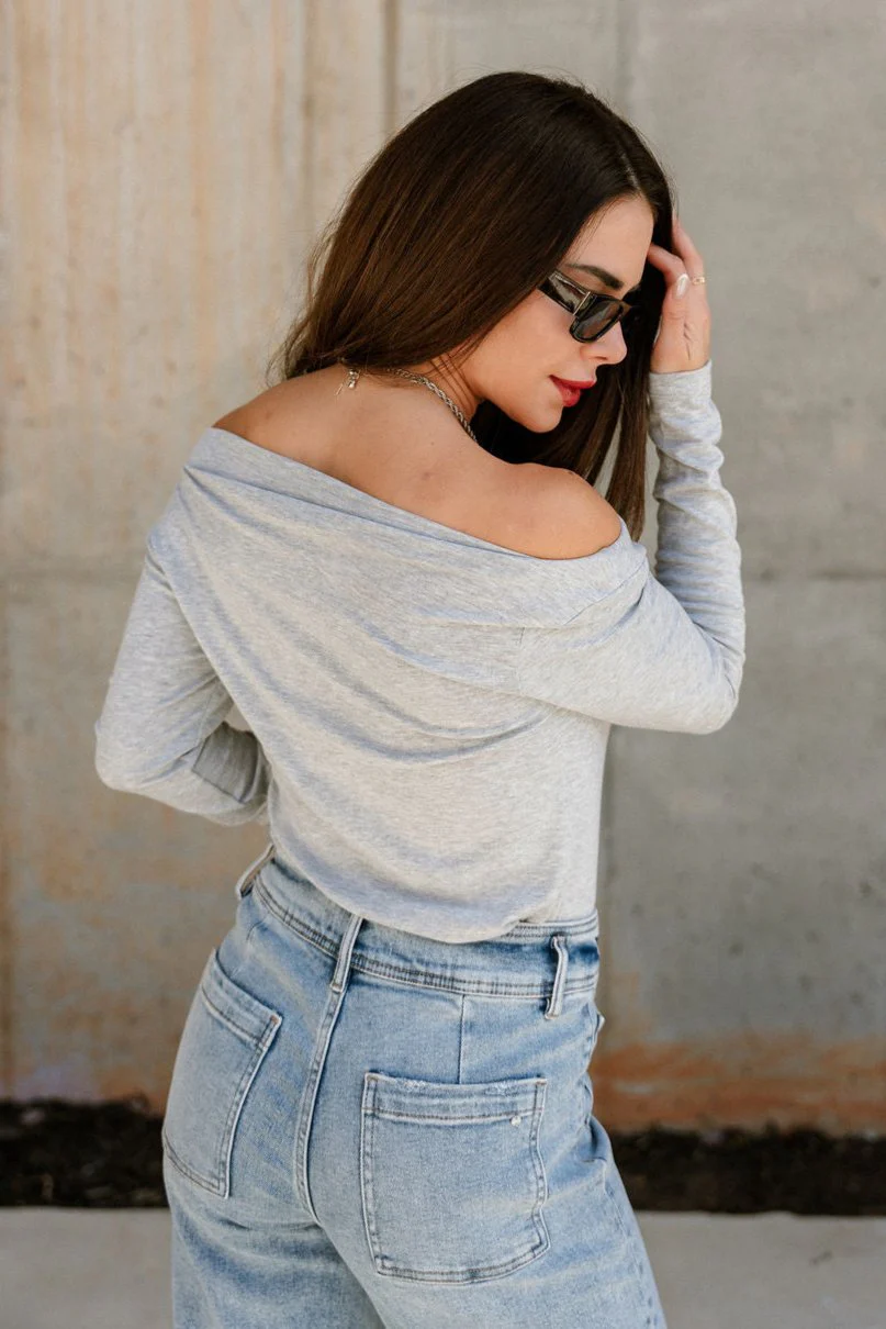 Alayna Heather Grey Long Sleeve Top - Image 8