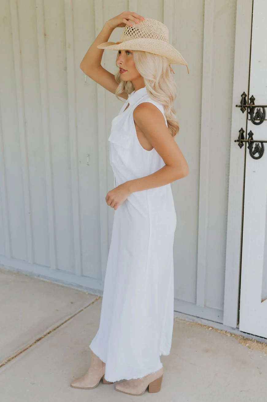 Alayna White Linen Sleeveless Maxi Dress - Image 10