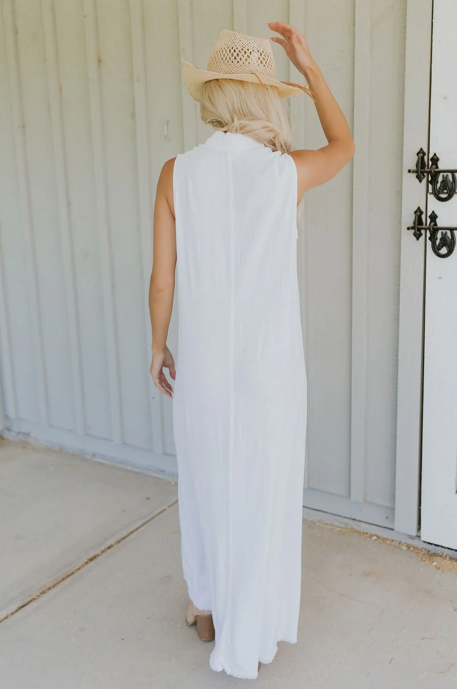 Alayna White Linen Sleeveless Maxi Dress - Image 11